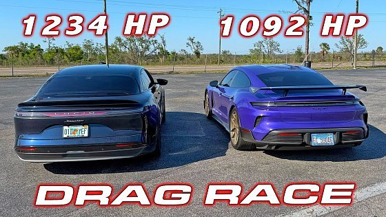 Video: THE TWO QUICKEST SEDANS IN THE WORLD * Porsche Taycan Turbo GT vs Lucid Sapphire 1/4 Mile Drag Race
