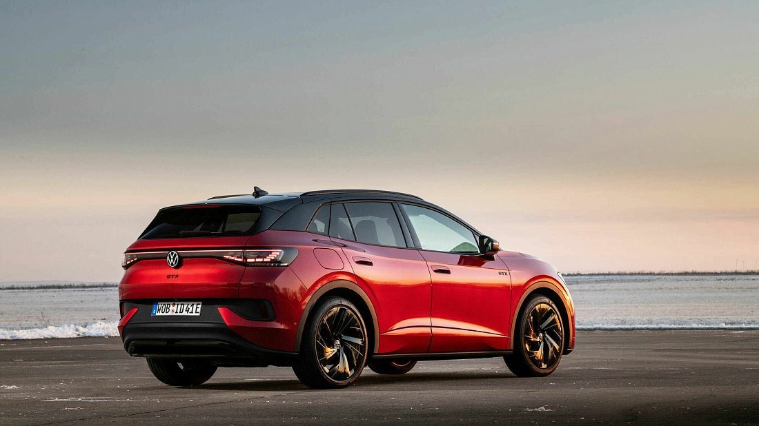 Volkswagen ID.4 GTX (2025-...) rear quarter photo, three-quarter view, diagonal, exterior