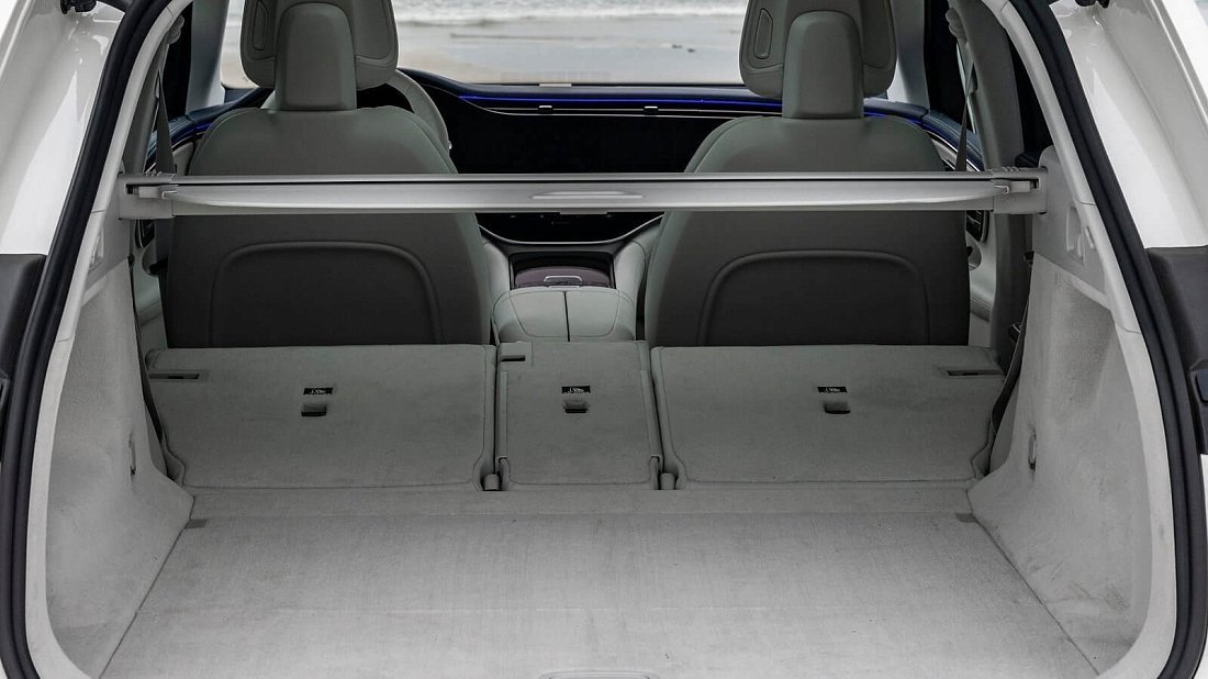 Mercedes EQE SUV AMG 53 4MATIC+ (2023-…) trunk, boot, expanded, folded seats, maximum volume, max cargo, max capacity, max storage