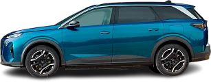 Side view photo of Peugeot e-5008 73 kWh FWD (2024-…) on transparent background
