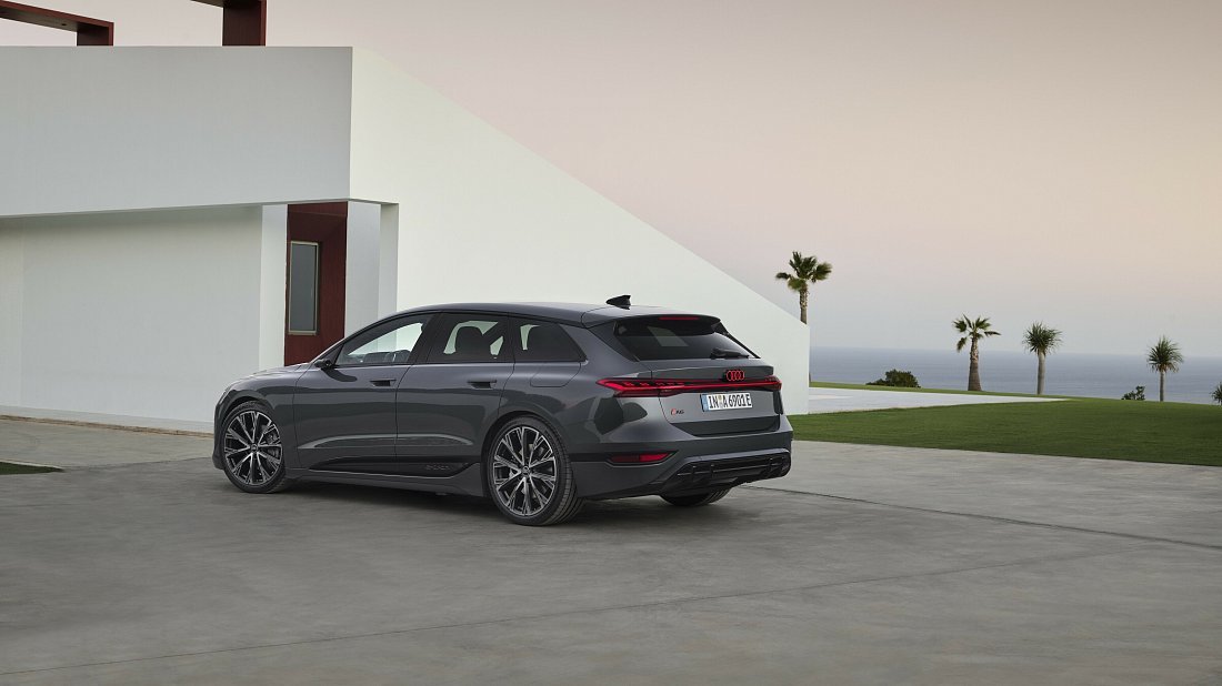 Audi A6 Avant e-tron quattro (2024-…) rear quarter, three-quarter view, diagonal, exterior