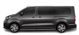 Side view photo of Peugeot e-Traveller Long 75 kWh (2021-2024) on transparent background