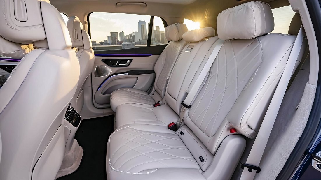 Mercedes EQS SUV 450 4MATIC (2022-2023) rear seats photo, back seats, passenger seats, legroom, headroom, interior