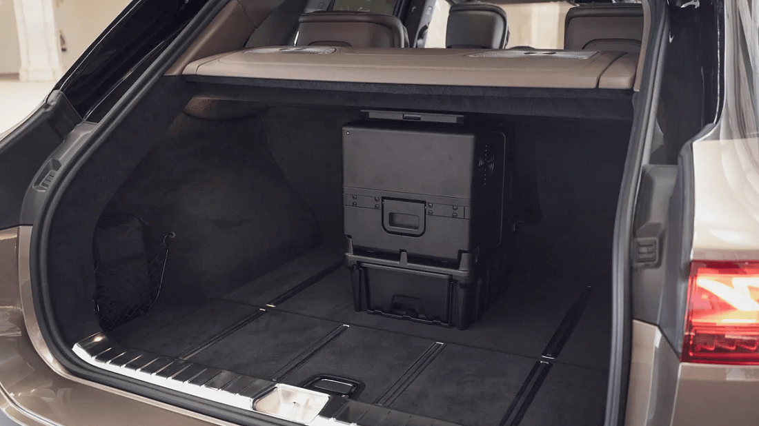 Mercedes EQS SUV Maybach 680 (2024-…) trunk, boot, seats up, seats upright, cargo space, cargo volume, cargo capacity, storage