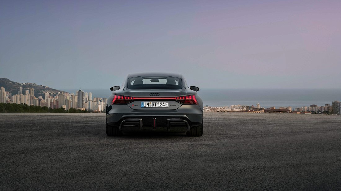Audi e-tron GT RS Performance (2024-…) rear view, taillights, trunk, spoiler, badge, bumper, exterior