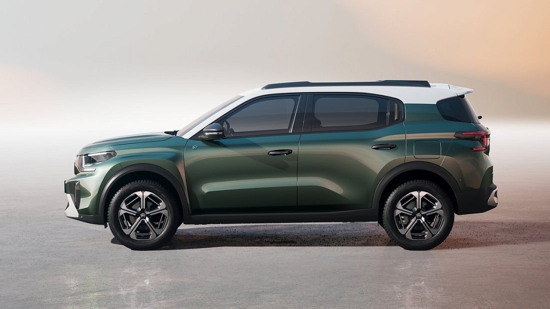 Citroën e-C3 Aircross Extended Range (2025-…) side profile photo, silhouette, doors, wheels, exterior