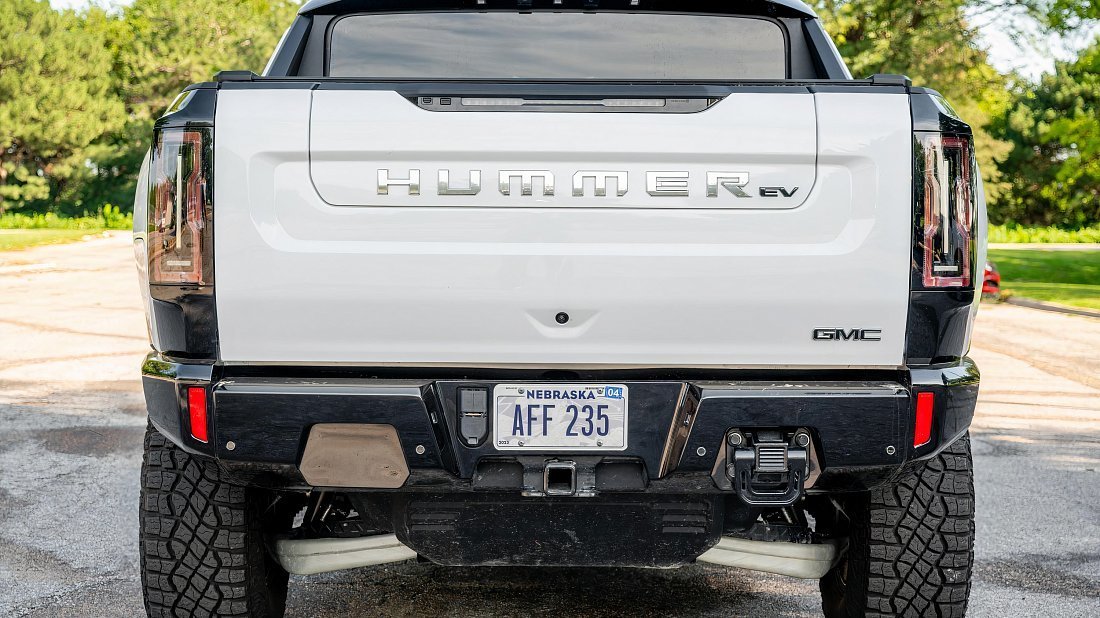 GMC Hummer EV Pickup 2X (2023-…) rear view, taillights, trunk, spoiler, badge, bumper, exterior