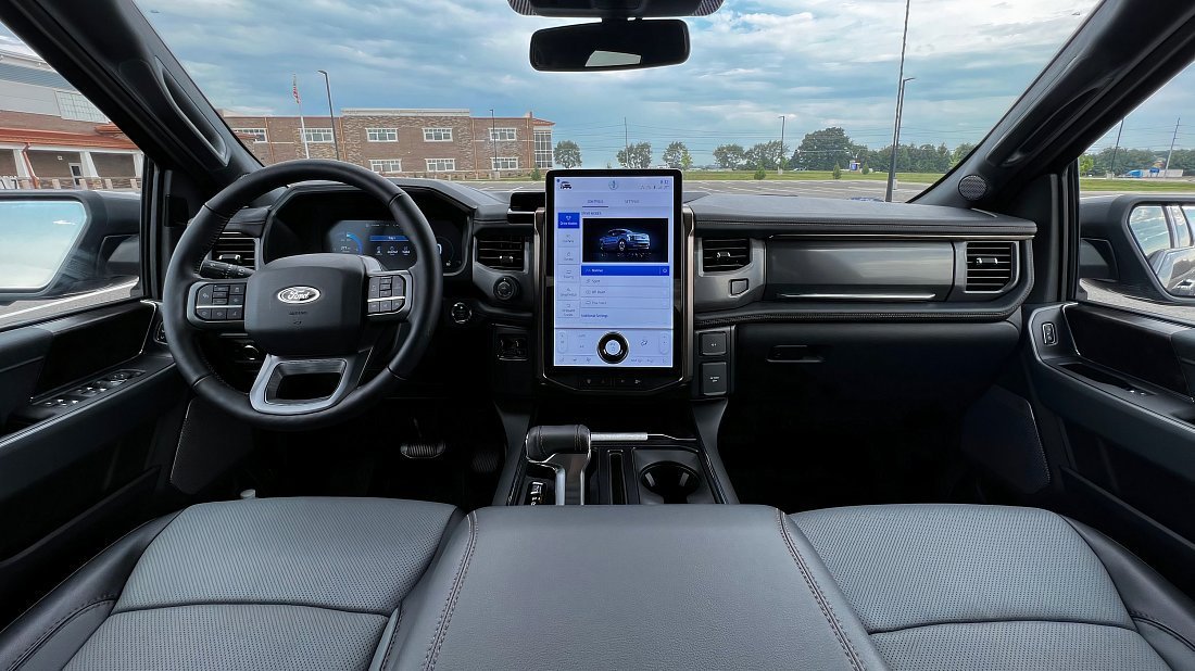 Ford F-150 Lightning Extended Range (2022-…) interior, front seat, driver seat, dashboard, steering wheel, infotainment, cockpit