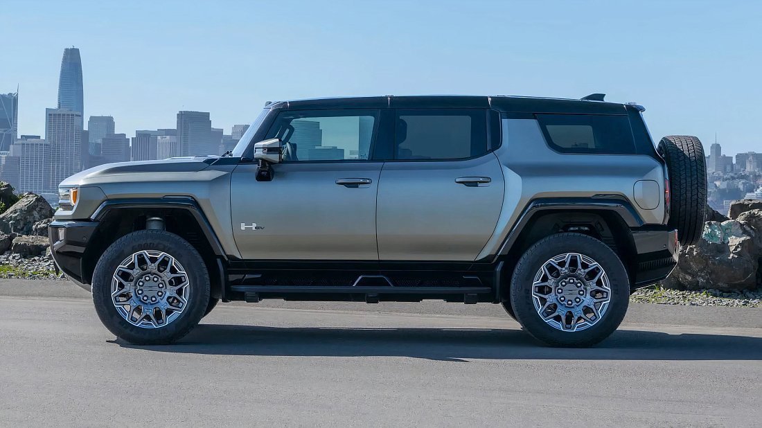 GMC Hummer EV SUV 3X (2023-…) side profile photo, silhouette, doors, wheels, exterior