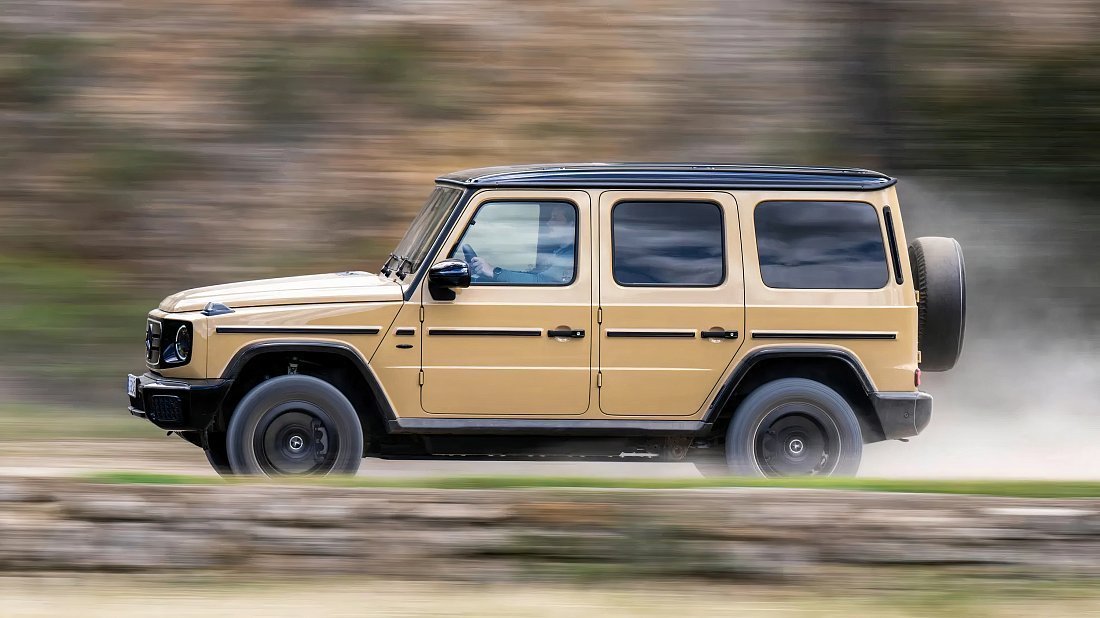 Mercedes G 580 EQ (2024-…) side profile photo, silhouette, doors, wheels, exterior