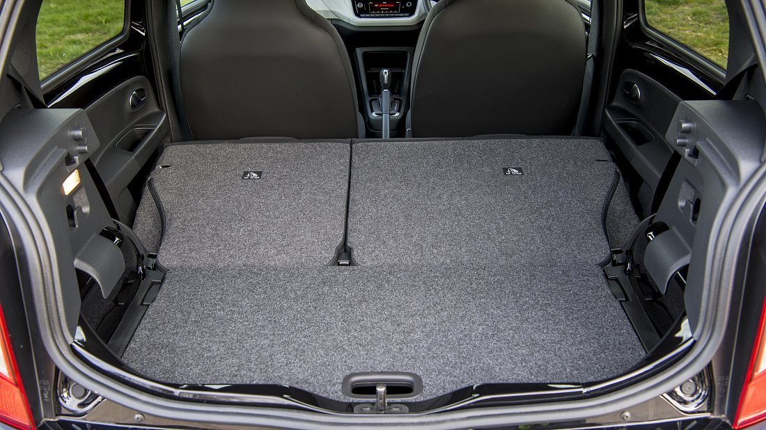 Seat Mii Electric (2019-2021) trunk, boot, expanded, folded seats, maximum volume, max cargo, max capacity, max storage