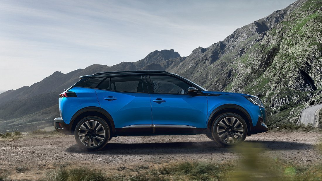 Peugeot e-2008 50 kWh (2020-2021) side profile, silhouette, doors, wheels, exterior