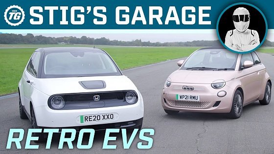 Video: RETRO EVs: Honda e Advance vs Fiat 500 Electric | Stig&#39;s Garage ft. Becky Evans