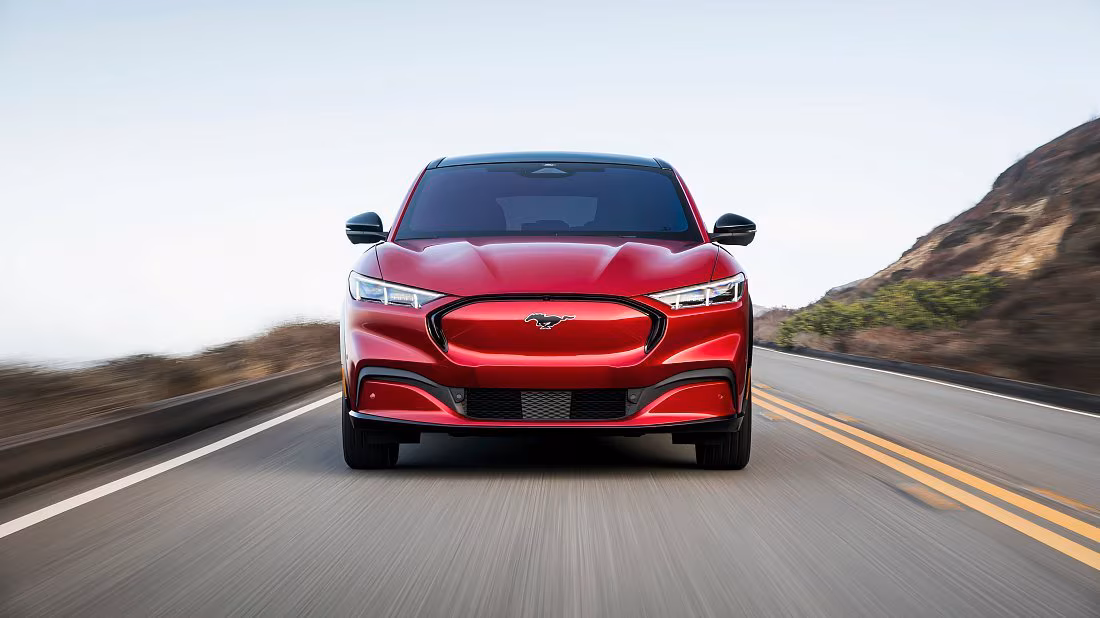 Ford Mustang Mach-E Extended Range AWD (2022-2023) front fascia photo, grille, headlights, bumper, exterior