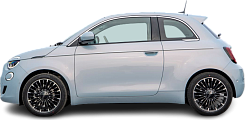 Side view photo of Fiat 500e Hatchback 42 kWh (2020-…) on transparent background