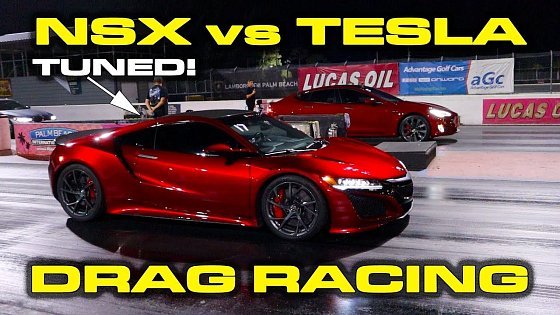 Video: 650HP NSX vs TESLA * Acura NSX vs Tesla Model S Performance Ludicrous Raven 1/4 Mile Drag Racing