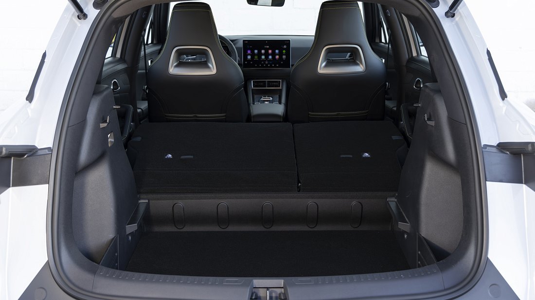 BYD Atto 2 64.8 kWh (2025-…) folded trunk photo, boot, expanded, folded seats, maximum volume, max cargo, max capacity, max storage