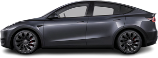 Side view photo of Tesla Model Y Performance (2020-2025) on transparent background