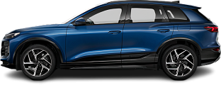 Side view photo of Audi Q6 e-tron (2024-…) on transparent background