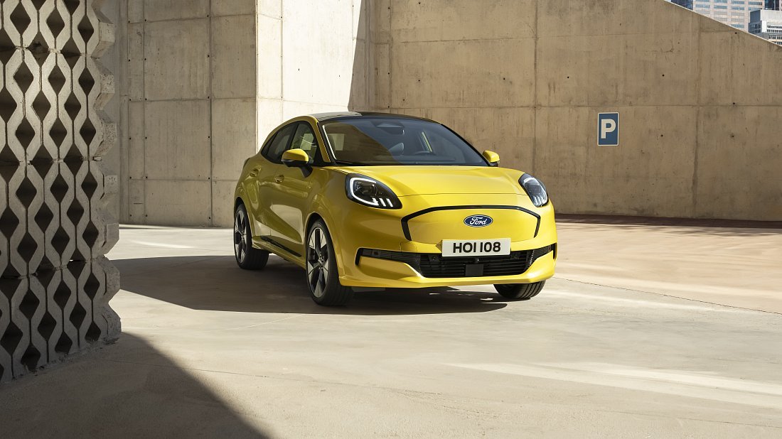 Ford Puma Gen-E FWD (2024-…) front view, front quarter, diagonal, exterior