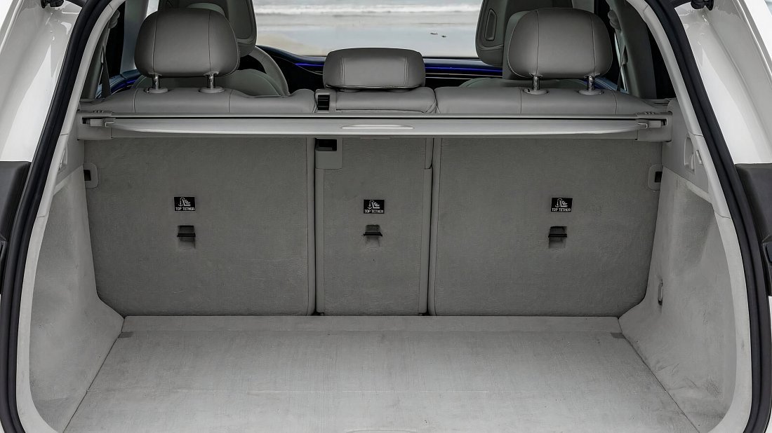 Mercedes EQE SUV AMG 43 4MATIC (2022-…) trunk photo, boot, seats up, seats upright, cargo space, cargo volume, cargo capacity, storage