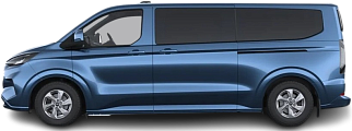 Side view photo of Ford e-Tourneo Custom L2 160 kW (2024-...) on transparent background