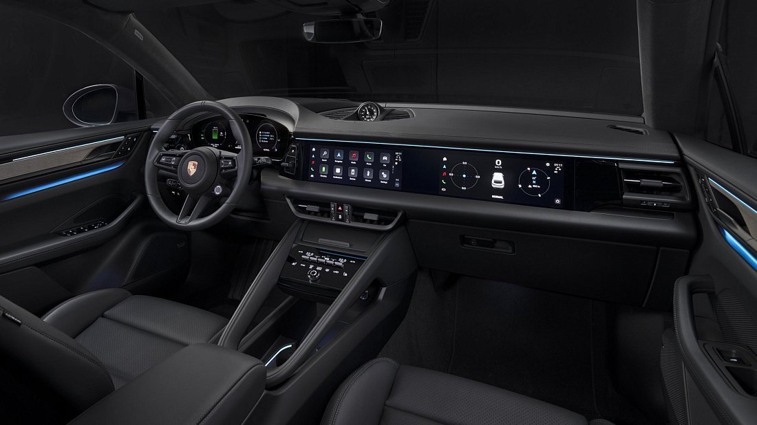 Porsche Macan 4S Electric (2024-…) interior, front seat, driver seat, dashboard, steering wheel, infotainment, cockpit