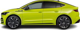Side view photo of Škoda Enyaq Coupe iV RS (2022-2023) on transparent background