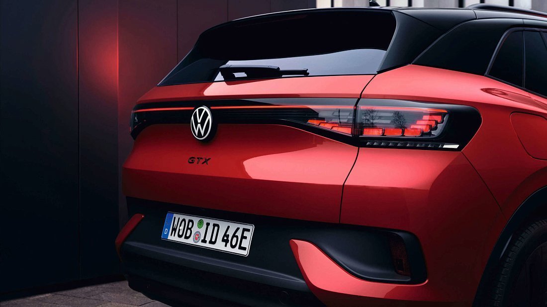 Volkswagen ID.4 GTX (2023-…) rear view photo, taillights, trunk, spoiler, badge, bumper, exterior