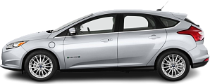 Side view photo of Ford Focus Electric 23 kWh (2011-2017) on transparent background