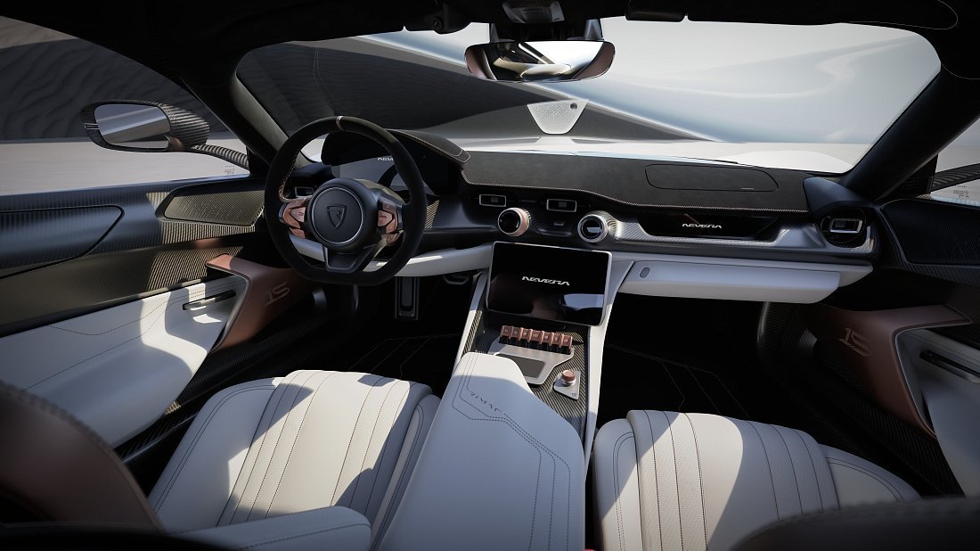 Rimac Nevera (2022-…) interior, front seat, driver seat, dashboard, steering wheel, infotainment, cockpit