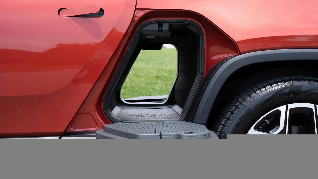 Rivian R1T Quad-Motor AWD Large (2022-…) trunk, boot, seats up, seats upright, cargo space, cargo volume, cargo capacity, storage