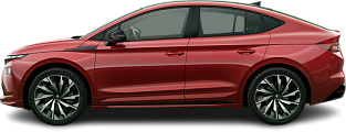 Side view photo of Škoda Enyaq Coupe 85 (2025-…) on transparent background