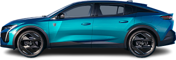 Side view photo of Peugeot e-408 58 kWh (2024-…) on transparent background