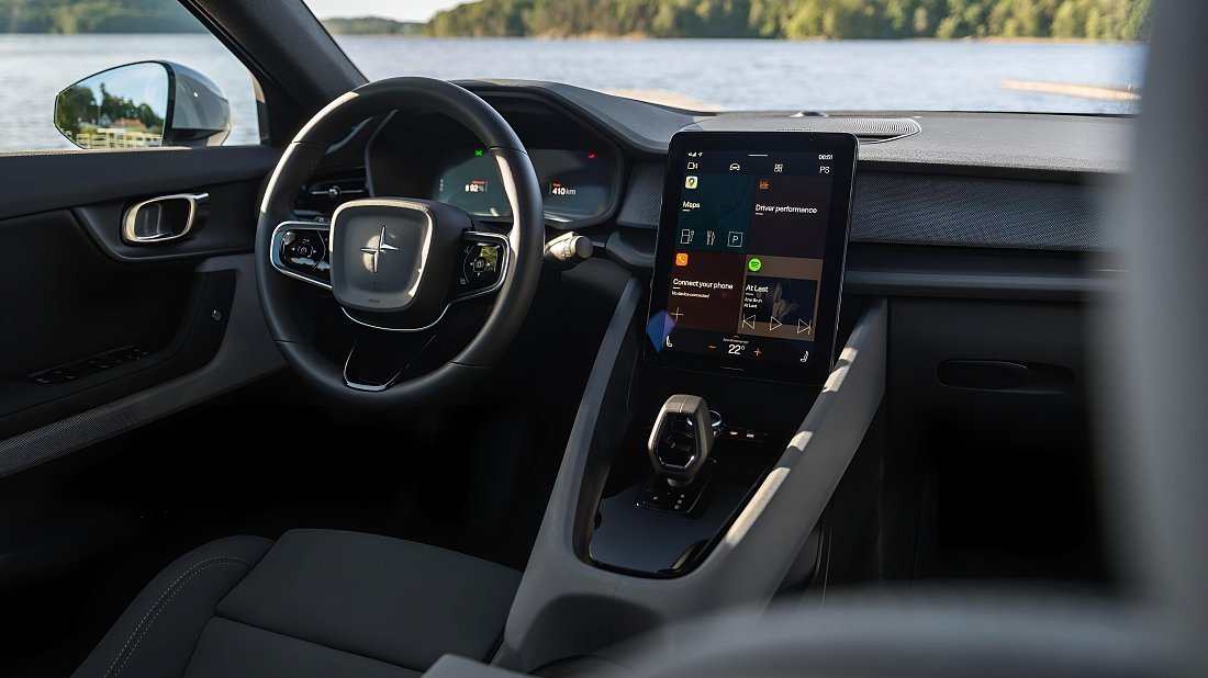 Polestar 2 Long Range Dual Motor (2023-…) interior, front seat, driver seat, dashboard, steering wheel, infotainment, cockpit