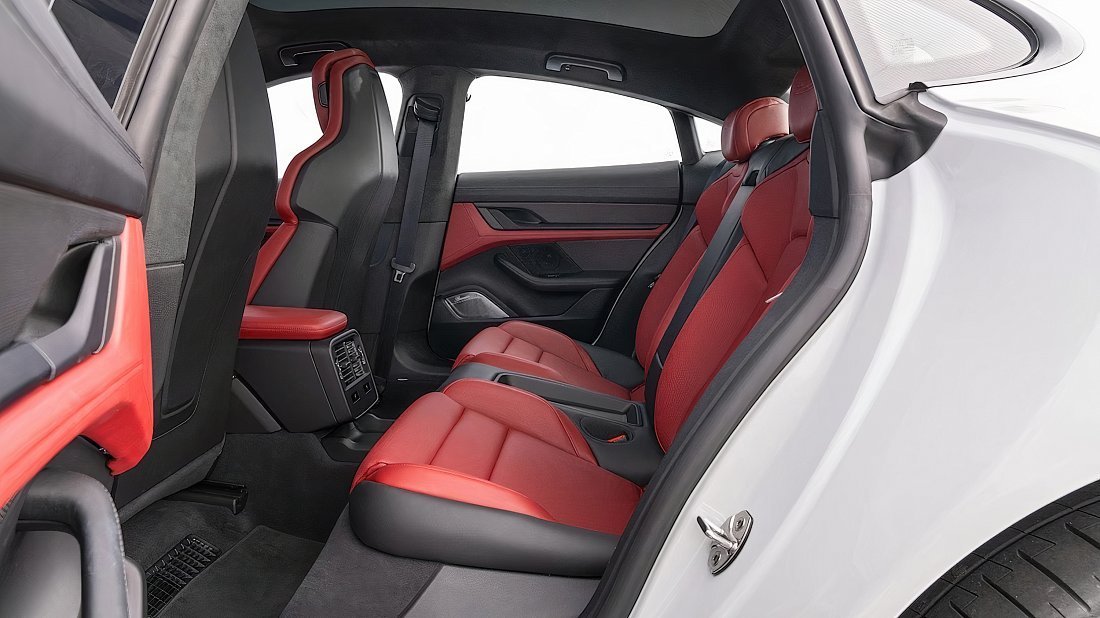 Porsche Taycan Turbo (2020-2024) rear seats, back seats, passenger seats, legroom, headroom, interior