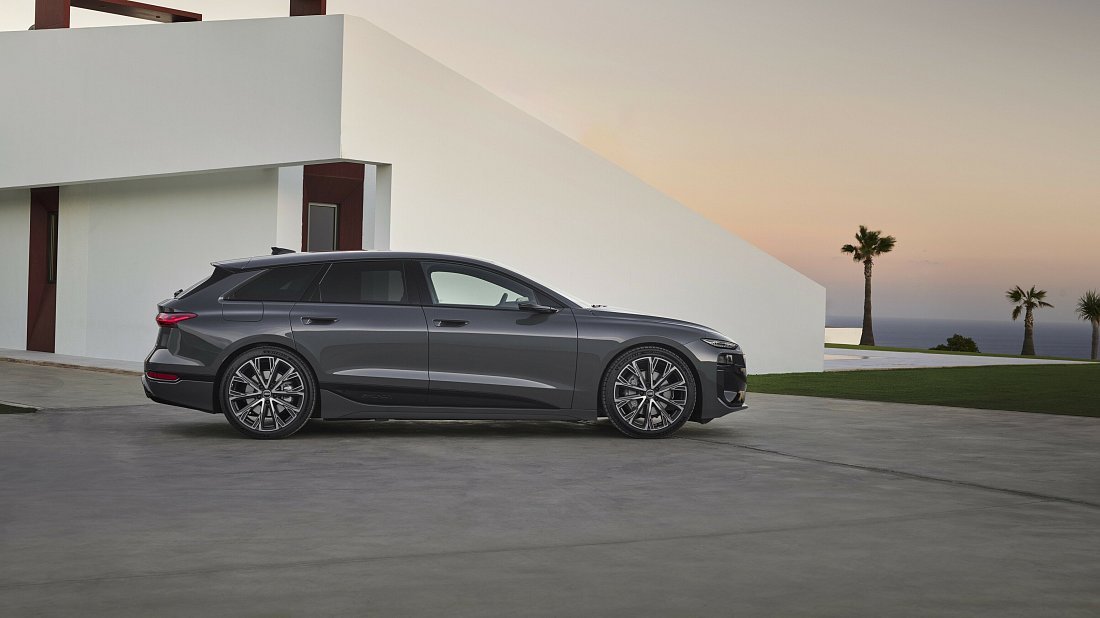Audi A6 Avant e-tron quattro (2024-…) side profile, silhouette, doors, wheels, exterior