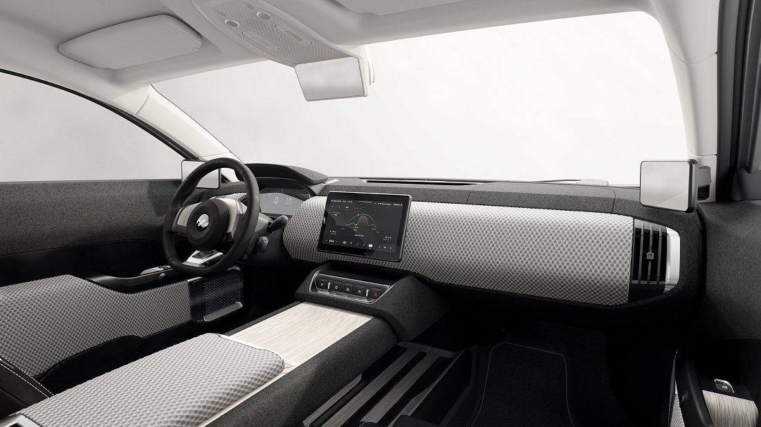 Lightyear 0 (2022-2023) interior photo, front seat, driver seat, dashboard, steering wheel, infotainment, cockpit