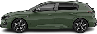 Side view photo of Peugeot e-308 Hatchback (2023-…) on transparent background
