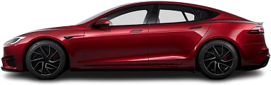 Side view photo of Tesla Model S Plaid (2025-…) on transparent background
