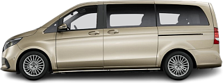 Side view photo of Mercedes EQV 300 Extra-Long (2024-...) on transparent background