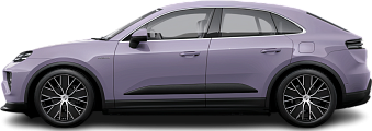 Side view photo of Porsche Macan 4 Electric (2024-…) on transparent background