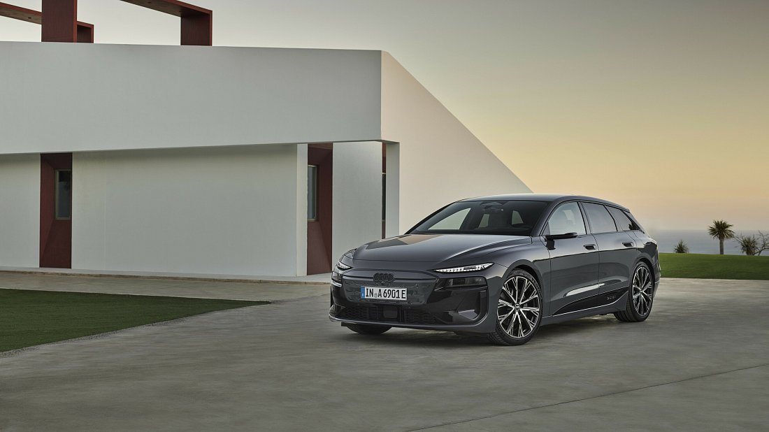 Audi A6 Avant e-tron quattro (2024-…) front view, front quarter, diagonal, exterior
