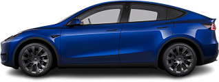 Side view photo of Tesla Model Y Long Range RWD (2024-2025) on transparent background
