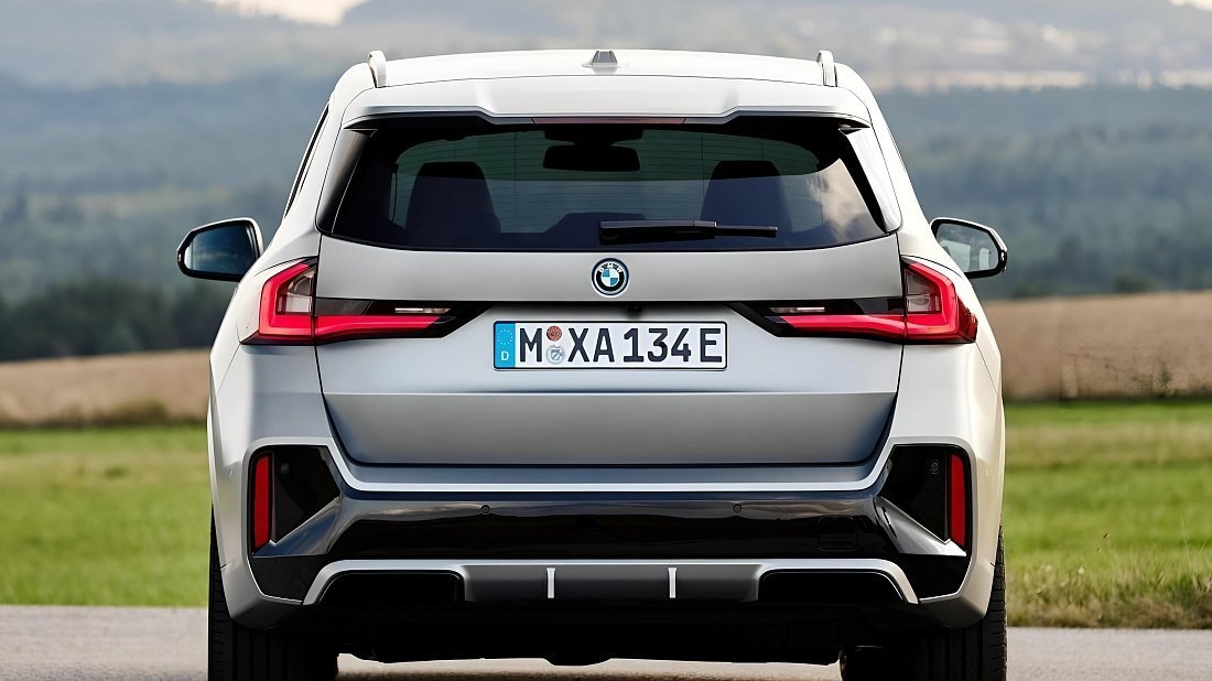 BMW iX1 eDrive20 (2023-…) rear view, taillights, trunk, spoiler, badge, bumper, exterior