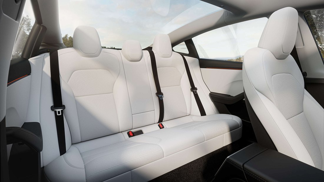 Tesla Model 3 Performance (2024-…) rear seats photo, back seats, passenger seats, legroom, headroom, interior