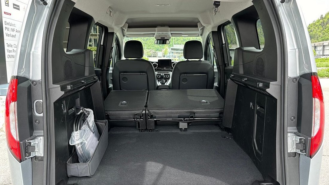 Mercedes EQT 200 Standard (2023-…) trunk, boot, expanded, folded seats, maximum volume, max cargo, max capacity, max storage
