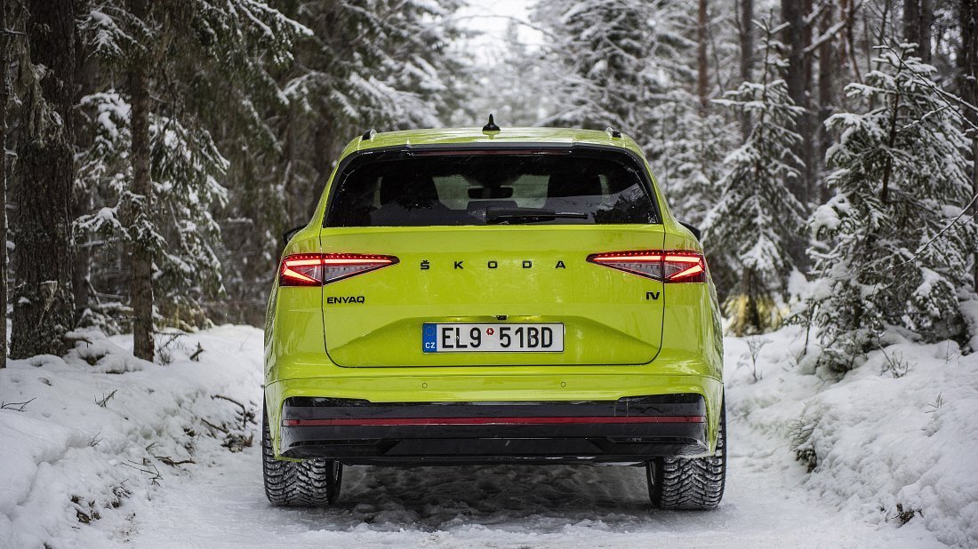 Škoda Enyaq RS (2023-2025) rear view, taillights, trunk, spoiler, badge, bumper, exterior