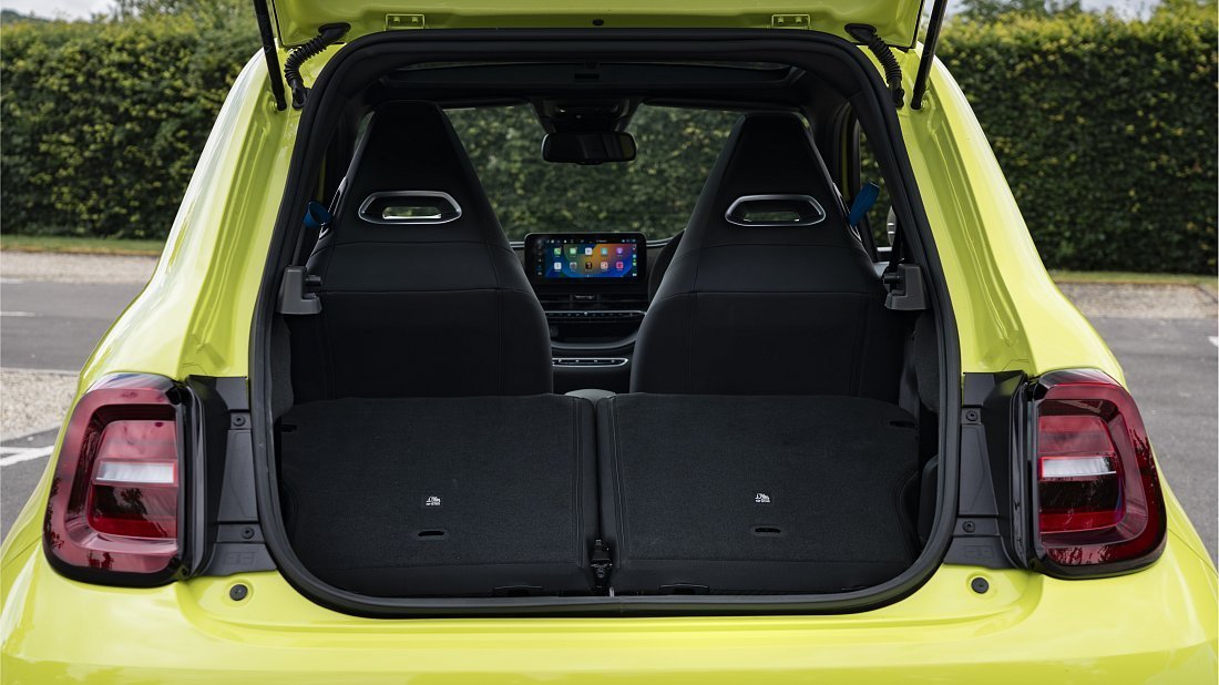 Abarth 500e Hatchback (2023-…) trunk, boot, seats up, seats upright, cargo space, cargo volume, cargo capacity, storage