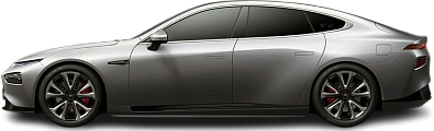 Side view photo of XPENG P7 Wing Edition (2023-…) on transparent background